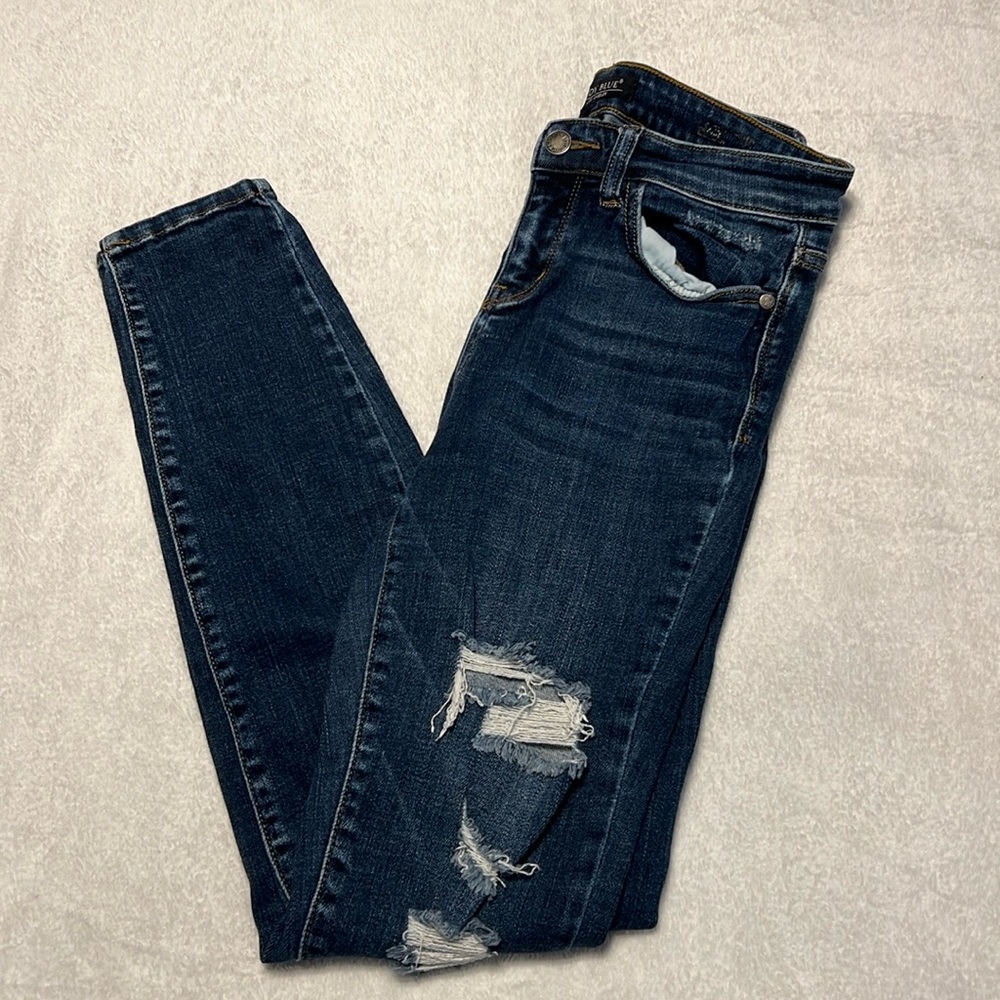 Judy Blue Skinny Fit Distressed Dark Wash Super Stretchy Jeans Size 7/28
